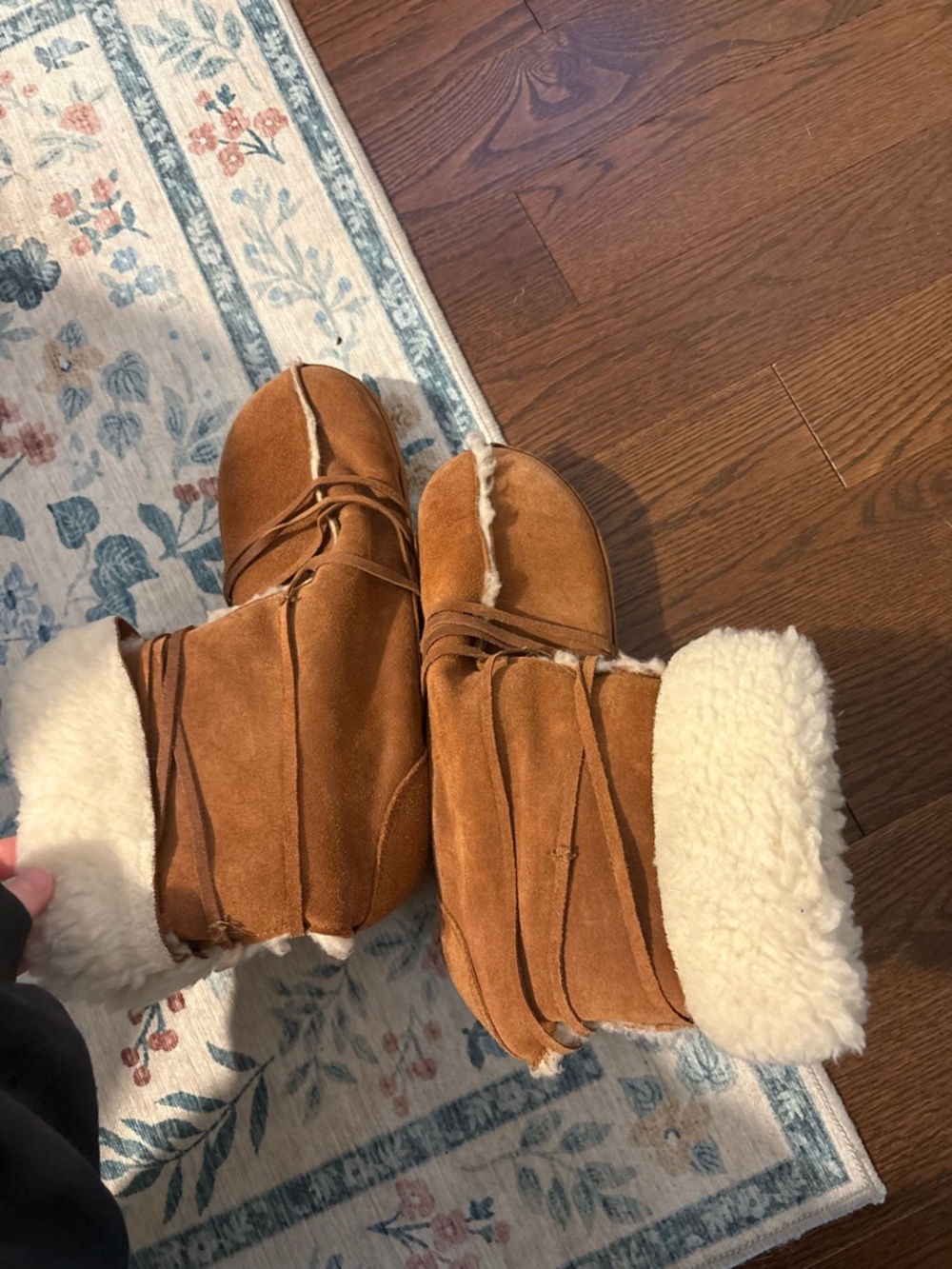 Cozy Suede Faux-Shearling Ankle Boots in Brown - Picture 9 of 9